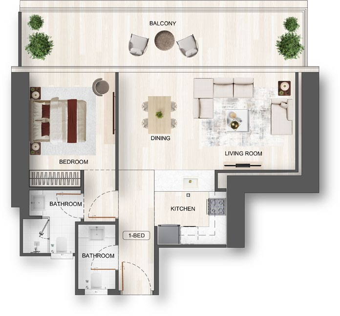 1 BHK Floor Plan
